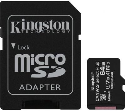 KINGSTON 64GB microSDXC Canvas Select Plus s adaptérom